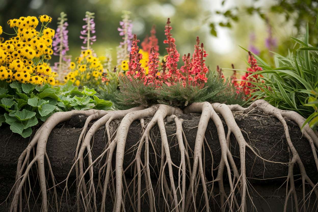 mimosa-racines-jardin-fleuri-envahissantes